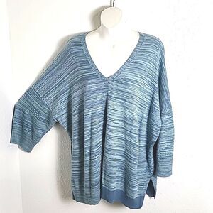 Vince Camuto Baby Blue Dolman Sleeve Sweater,  V-neck Front & Back,  Size 2X